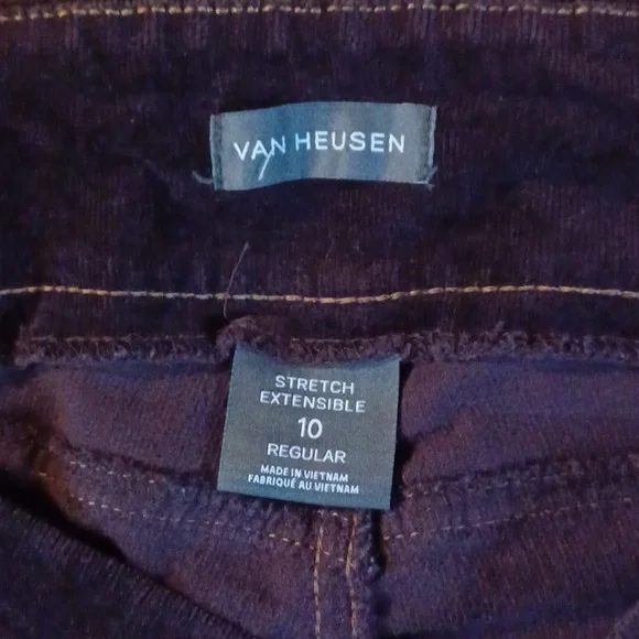 Van Heusen Corduroy Pants~Size 10~Dark Plum Color~Stretch - Picture 3 of 7